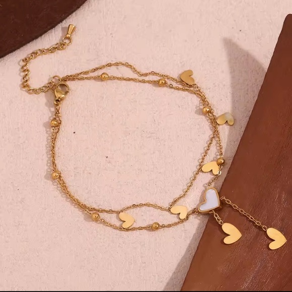 Heart-shaped White Beige Tassel Anklet Gold 18K

Stainless Steel Anklet - Picture 6 of 9